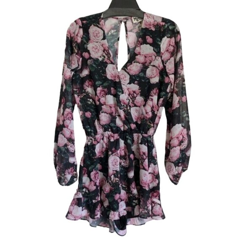 New SMYM Show Me Your Mumu Rocky Romper Diana Rose Small Women’s Floral Black